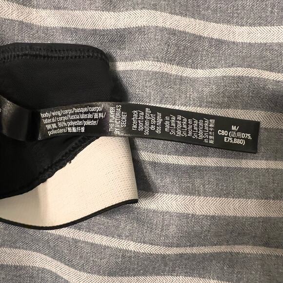 VS Victoria's Secret Black The Player Racerback Sports Bra Size Medium - Picture 5 of 6